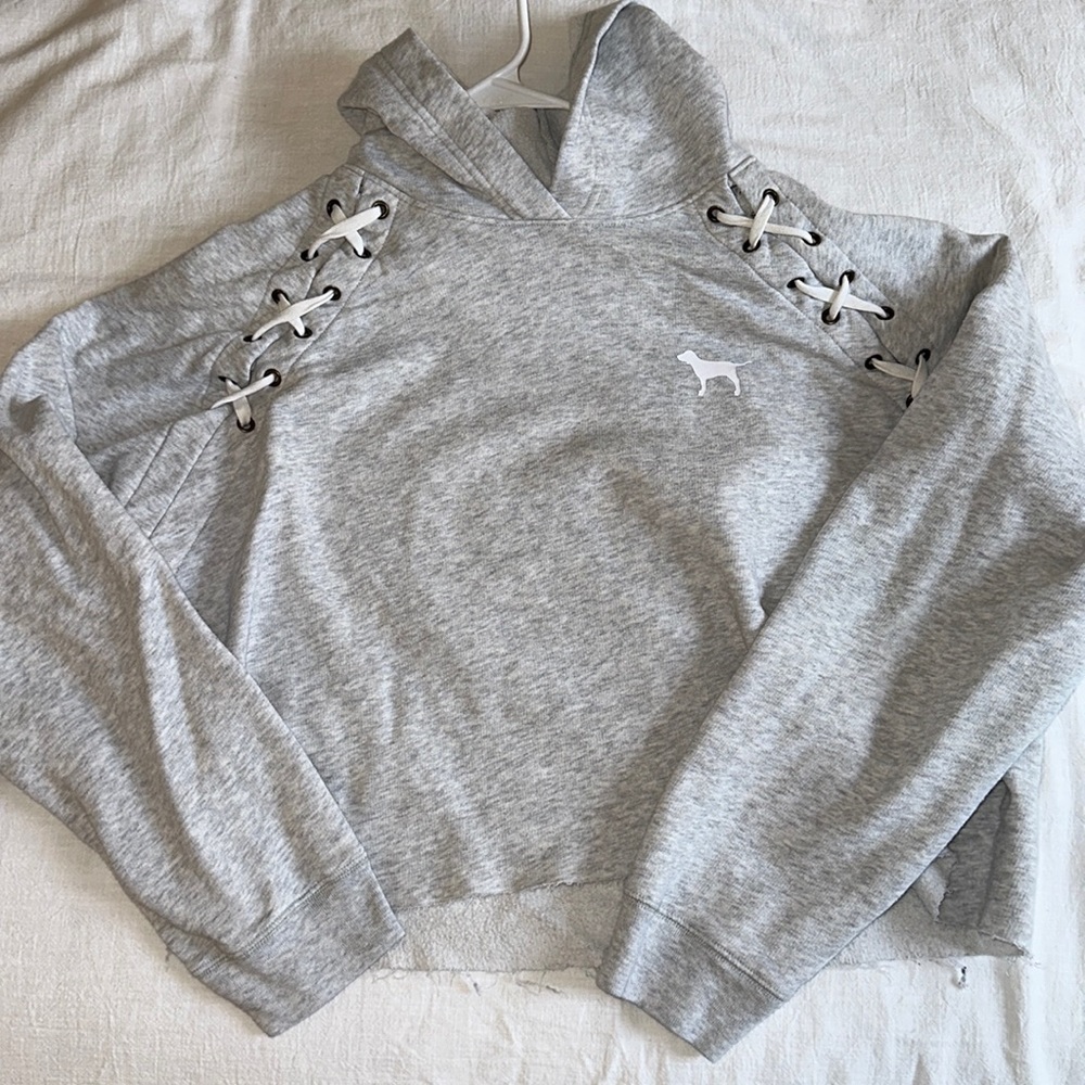 PINK cropped laced sweatshirt